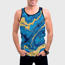 Майка-безрукавка мужская Синий мрамор с золотом, цвет: 3D-черный — фото 2
