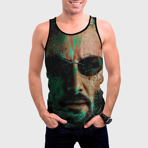 Мужская майка без рукавов Matrix - Keanu Reeves / 3D-Черный – фото 3