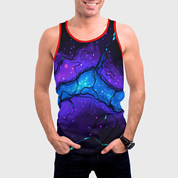 Майка-безрукавка мужская Синяя звездная полоса в плите текстура, цвет: 3D-красный — фото 2