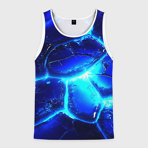 Мужская майка без рукавов Синие плиты лед / 3D-Белый – фото 1