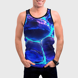Майка-безрукавка мужская Объемные плиты в неоновом свечение, цвет: 3D-черный — фото 2