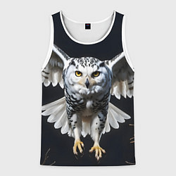 Мужская майка без рукавов Белая сова на темном фоне