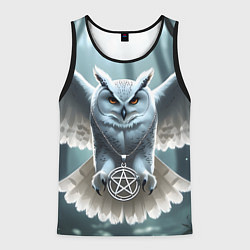 Майка-безрукавка мужская Лес и белая сова, цвет: 3D-черный