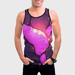 Майка-безрукавка мужская Розовая текстура разлом плит, цвет: 3D-черный — фото 2