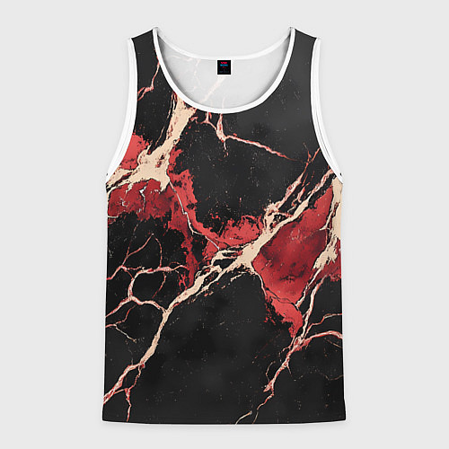Мужская майка без рукавов Красно-черная потертая текстура / 3D-Белый – фото 1