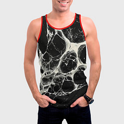 Майка-безрукавка мужская Бело-черная потертая текстура, цвет: 3D-красный — фото 2