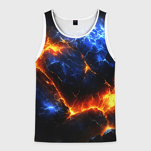 Мужская майка без рукавов Лада и лед в разломе плит / 3D-Белый – фото 1