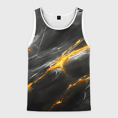 Мужская майка без рукавов Серая текстура с золотым разломом / 3D-Белый – фото 1