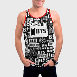 Майка-безрукавка мужская Bangtan Boys pattern black, цвет: 3D-красный — фото 2
