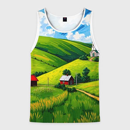 Мужская майка без рукавов Русская деревенька / 3D-Белый – фото 1