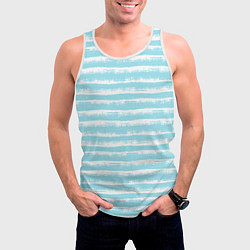 Майка-безрукавка мужская Бело-голубой полосатый паттерн, цвет: 3D-белый — фото 2