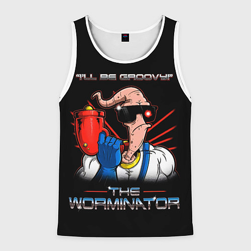 Мужская майка без рукавов Jim - worminator / 3D-Белый – фото 1