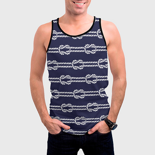 Мужская майка без рукавов Морские канаты / 3D-Черный – фото 3