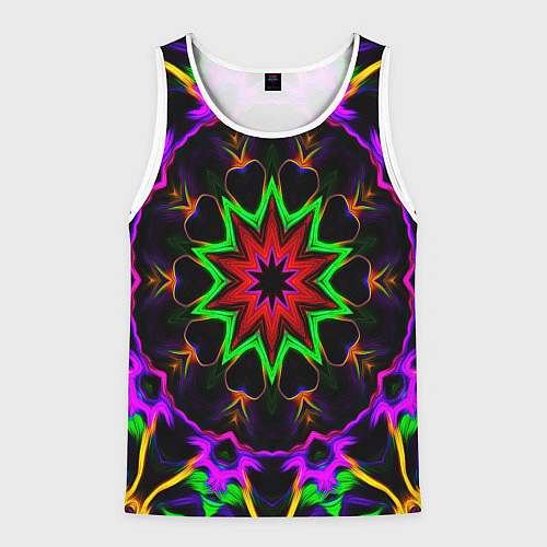 Мужская майка без рукавов Неоновая геометрия узоры / 3D-Белый – фото 1