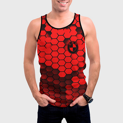 Мужская майка без рукавов BMW карбоновая абстракция / 3D-Черный – фото 3