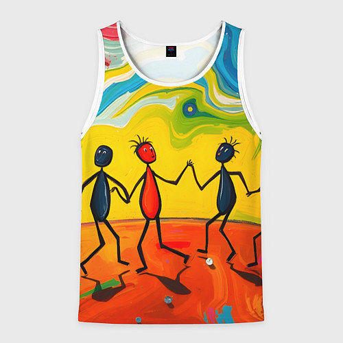 Мужская майка без рукавов Дружба человечков / 3D-Белый – фото 1