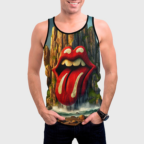 Мужская майка без рукавов Rolling Stones - sea rocks / 3D-Черный – фото 3