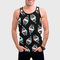 Майка-безрукавка мужская Skyrim glitch logo patten, цвет: 3D-черный — фото 2