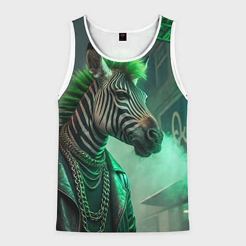 Мужская майка без рукавов Cyperpunk zebra / 3D-Белый – фото 1