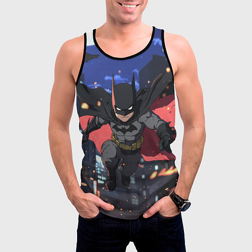 Мужская майка без рукавов Злой Бэтмен в полете / 3D-Черный – фото 3