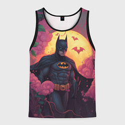 Мужская майка без рукавов Бэтмен и дерево с цветами