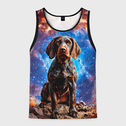 Майка-безрукавка мужская Дратхаар в космосе, цвет: 3D-черный