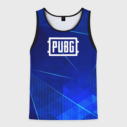 Мужская майка без рукавов PUBG blue poly / 3D-Черный – фото 1