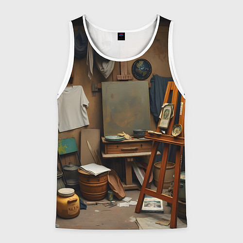 Мужская майка без рукавов Мастерская художника / 3D-Белый – фото 1