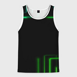 Майка-безрукавка мужская Black green color, цвет: 3D-белый