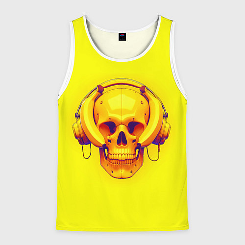 Мужская майка без рукавов Yellow bananas skull - cyberpunk / 3D-Белый – фото 1