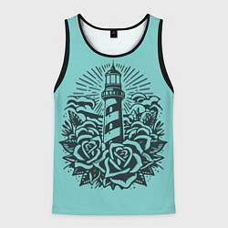 Мужская майка без рукавов Маяк и розы