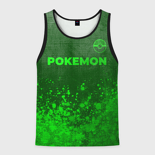 Мужская майка без рукавов Pokemon - green gradient посередине / 3D-Черный – фото 1