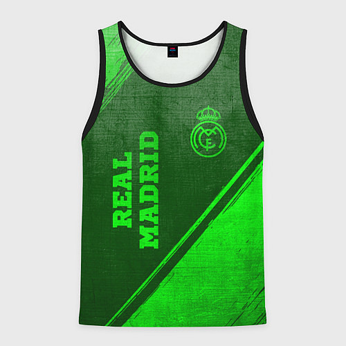 Мужская майка без рукавов Real Madrid - green gradient вертикально / 3D-Черный – фото 1
