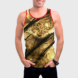 Майка-безрукавка мужская Золото с черной текстурой, цвет: 3D-красный — фото 2