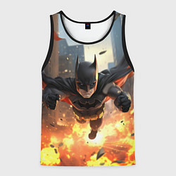 Майка-безрукавка мужская Бэтмен в полете над огнем, цвет: 3D-черный