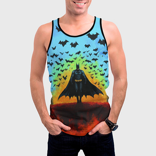 Мужская майка без рукавов Бэтмен и летучие мыши / 3D-Черный – фото 3