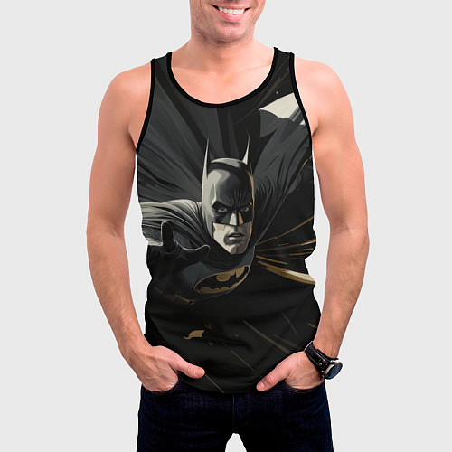 Мужская майка без рукавов Бэтмен черный плащ / 3D-Черный – фото 3