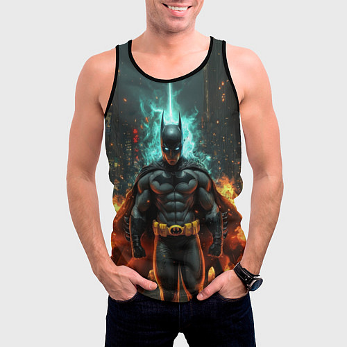 Мужская майка без рукавов Бэтмен эпик / 3D-Черный – фото 3