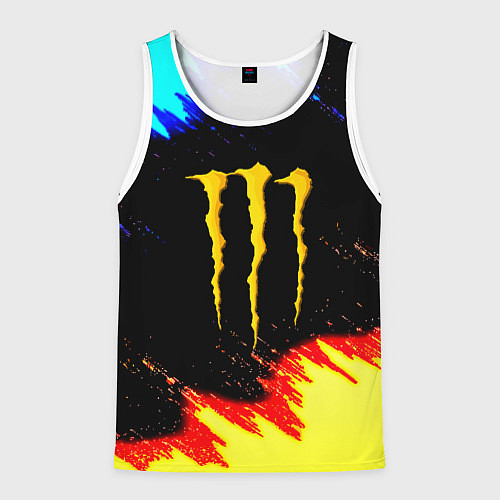 Мужская майка без рукавов Monster energy огненные краски / 3D-Белый – фото 1