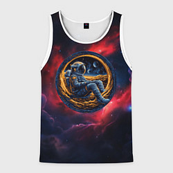 Мужская майка без рукавов Космонавт сидит в луне