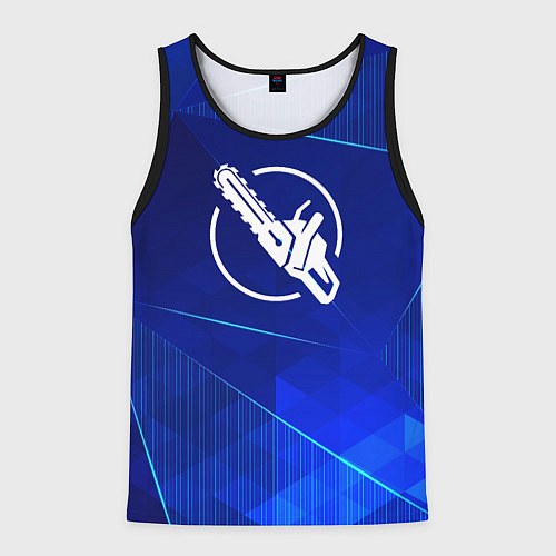 Мужская майка без рукавов Chainsaw Man blue poly / 3D-Черный – фото 1