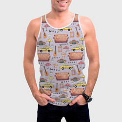 Майка-безрукавка мужская Друзья - паттерн, цвет: 3D-белый — фото 2