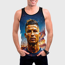 Майка-безрукавка мужская Криштиану Роналду в космосе, цвет: 3D-черный — фото 2