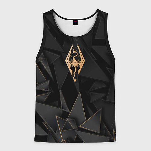 Мужская майка без рукавов Skyrim golden poly / 3D-Черный – фото 1