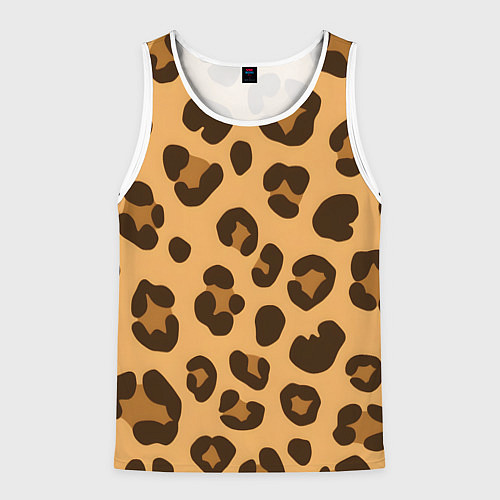 Мужская майка без рукавов Коричневые пятна леопарда / 3D-Белый – фото 1