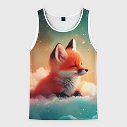 Мужская майка без рукавов Милый лисенок спит на облаке
