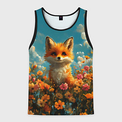 Мужская майка без рукавов Лисица в цветочном поле