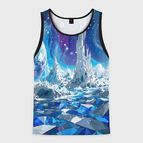Мужская майка без рукавов Космический фантастический пейзаж / 3D-Черный – фото 1