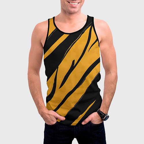 Мужская майка без рукавов Тигровый раскрас / 3D-Черный – фото 3