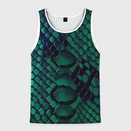 Мужская майка без рукавов Бирюзовая змеиная кожа / 3D-Белый – фото 1